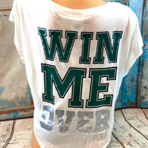 NWT VS Victoria Secret PINK LIMITED EDITION Slouchy Off The Shoulder BLING TEE - Picture 1 of 7